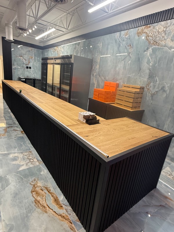 Shop counter before the glass was installed